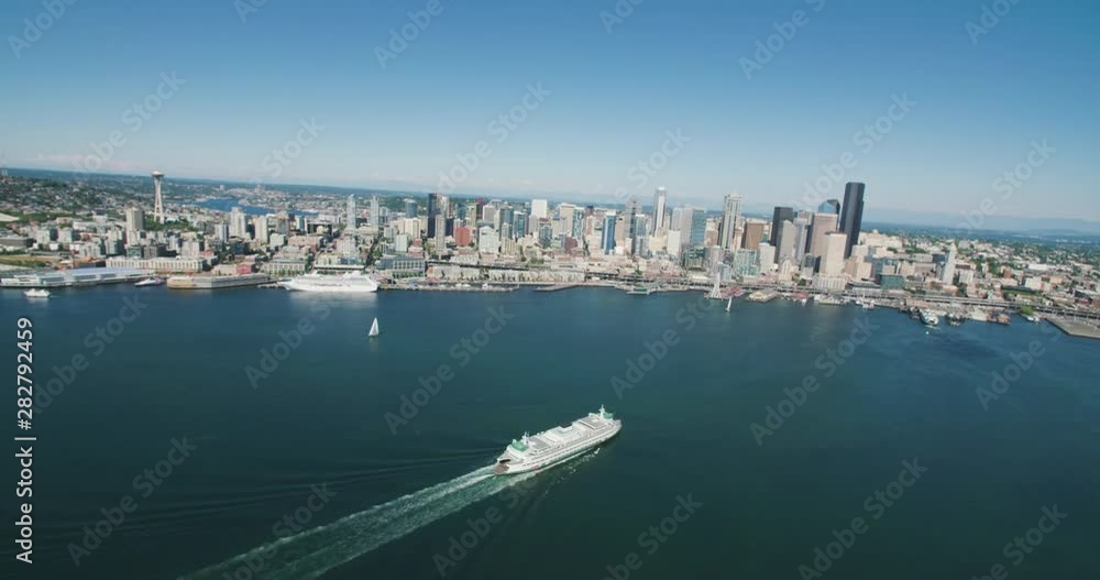 Seattle WA Aerial City Urban Landscape Above Ferry Seattle WA Aerial City Urban Landscape Above Ferry