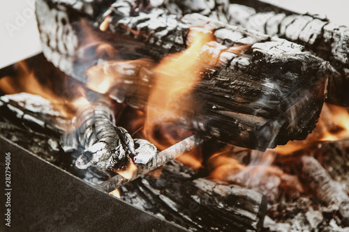 Wallpaper Mural burning firewood and coals in a fire Torontodigital.ca