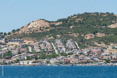 Looking at view of Yenifoca waterfront. Foca is a town and district in Turkey's Izmir Province on the Aegean coast.