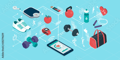 Fitness and sports equipment in a smartphone app
