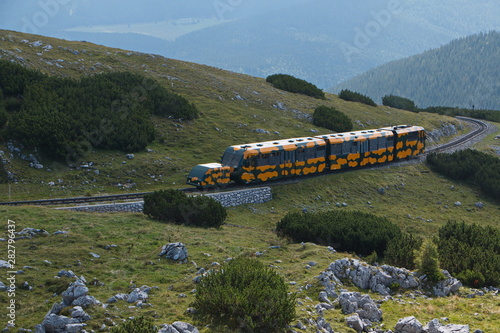 Train of the Schneebergbahn on Schneeberg in Lower Austria photo