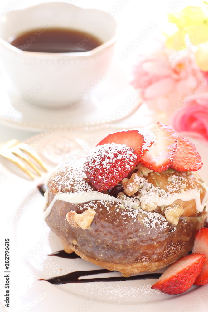 Homemade strawberry and caramel donut Homemade strawberry and caramel donut