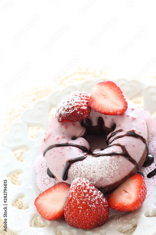 Strawberry chocolate donut pink dessert Strawberry chocolate donut pink dessert