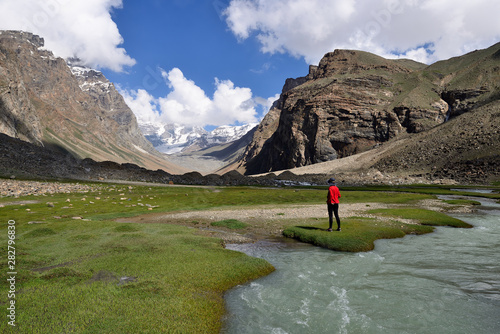 View on the Wakhan valley in the Pamir mountain inTajikistan. photo