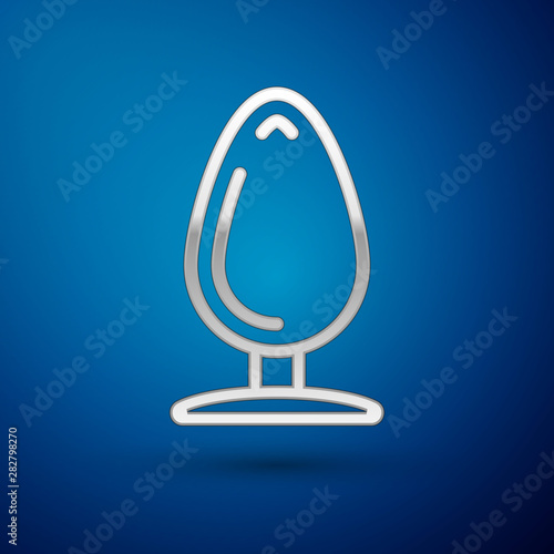 Silver Anal plug icon isolated on blue background. Butt plug sign. Fetish accessory. Sex toy for men and woman. Vector Illustration