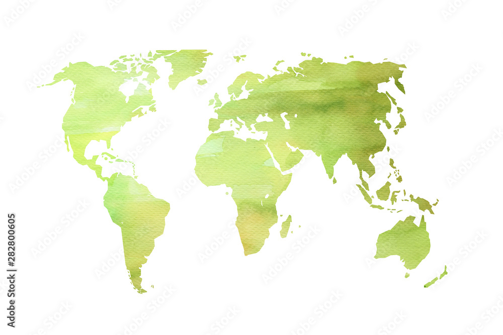 Szkic Ziemi namalowany farbami akwarelowymi na białym tle