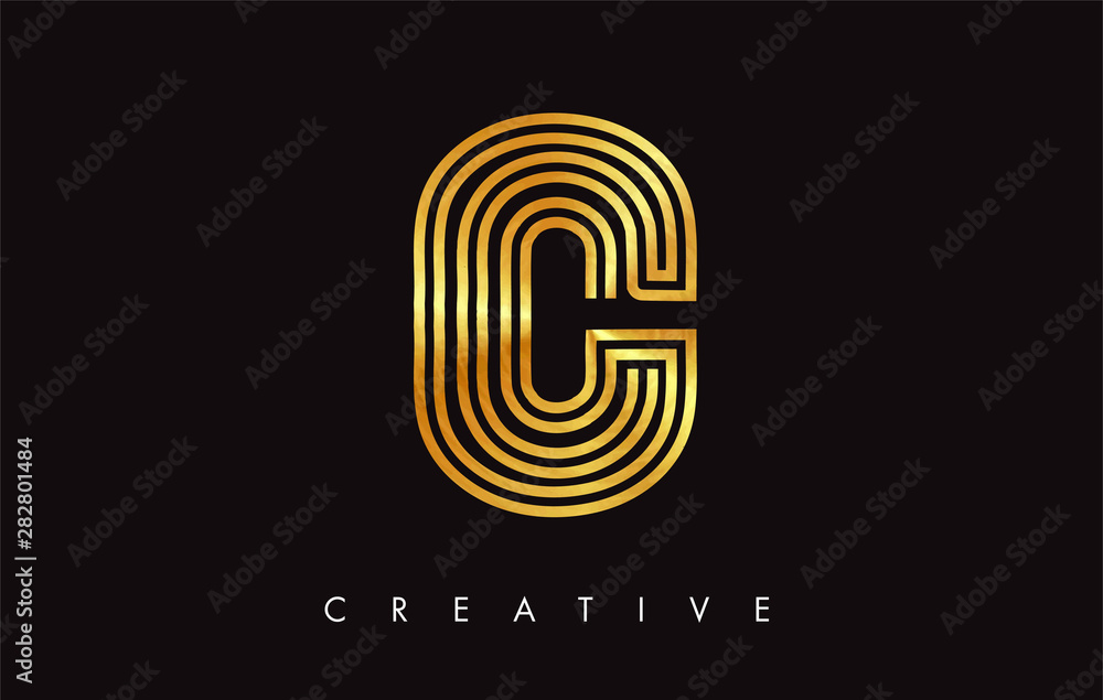 Fototapeta premium C Gold Golden Letter Modern Trendy Design Logo. Letter C Icon Logo with Modern Monogram