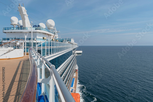 Sea view from the upper deck of a cruise ship
