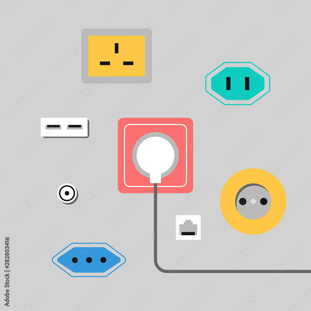 Illustration with sockets. Illustration with sockets.