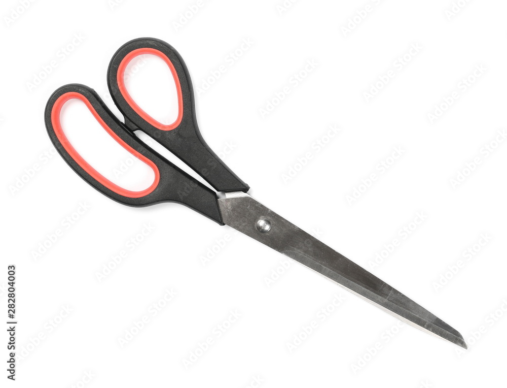 Scissors isolated on white background, top view Scissors isolated on white background, top view