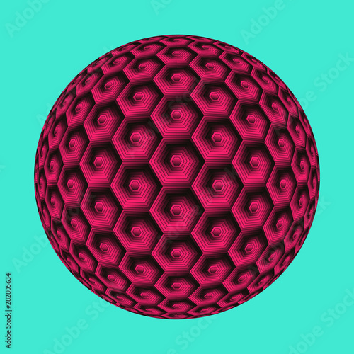 hexagonal lights beehive planet red blue