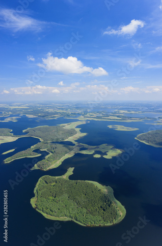 Braslaw lakes aerial vertical panorama