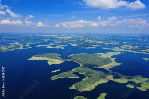 Aerial lakes landscape. Braslaw lakes national park