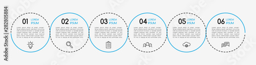 Infographic with business icons. 6 options. Vector