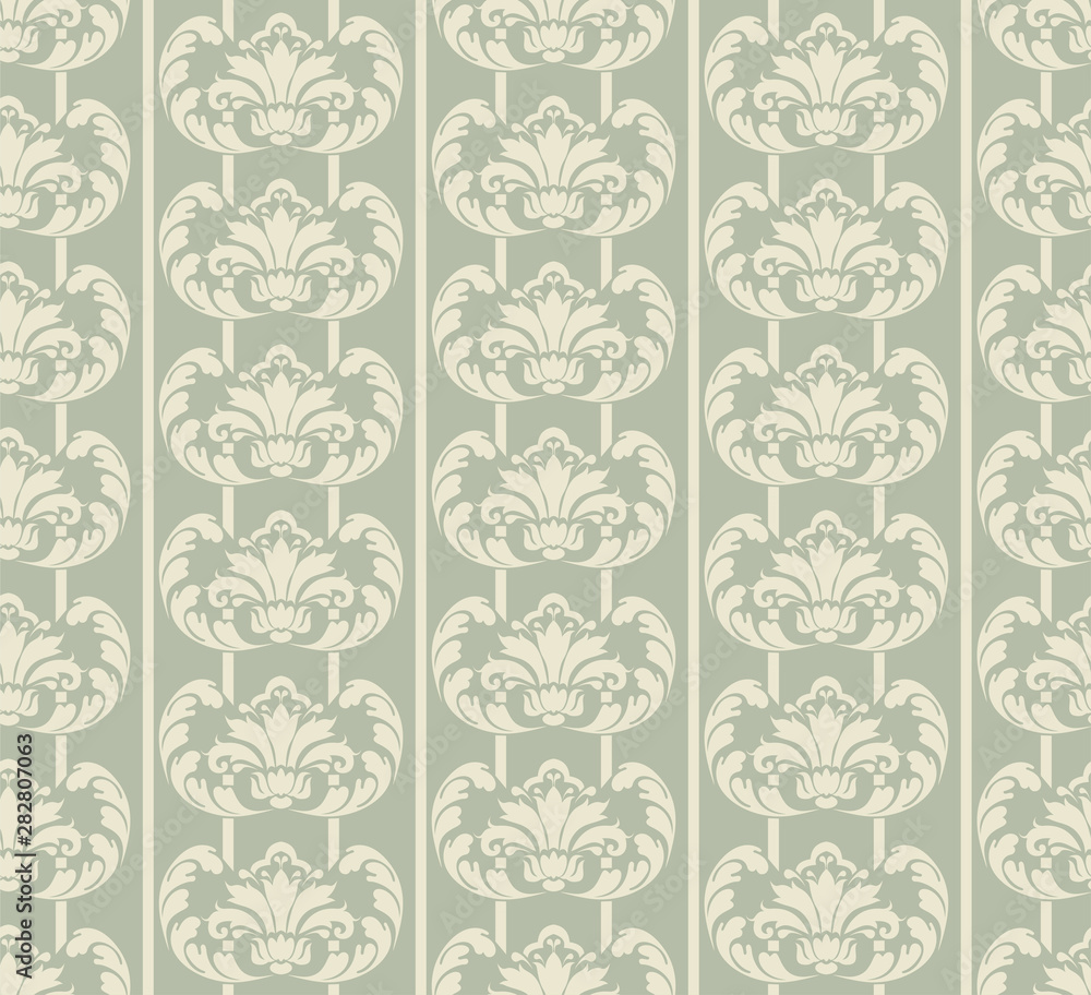 Damask wallpaper seamless pattern with flowers