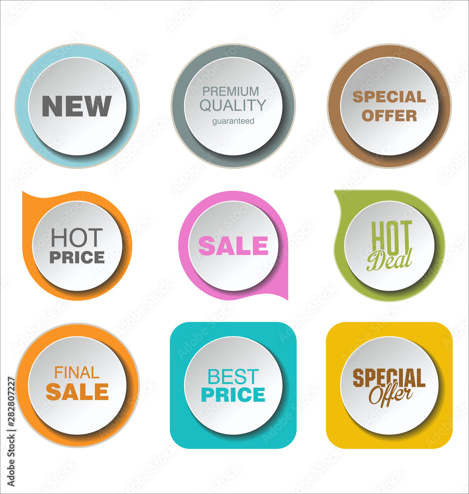 Fototapeta premium modern colorful sale stickers collection