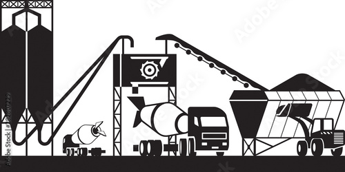 Concrete batching plant - vector illustration