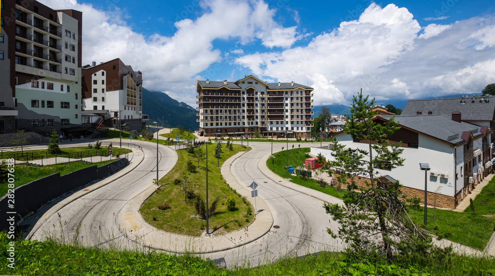 Obraz premium View of the Rosa Khutor mountain ski resort