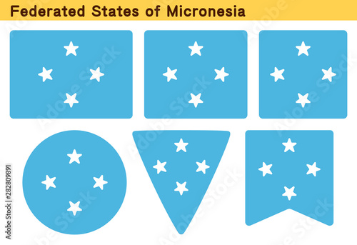 「ミクロネシア連邦の国旗」6個の形のアイコンデザイン