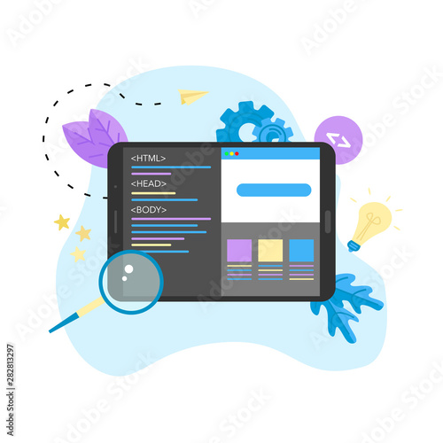 Creative webpage development and web design concept 