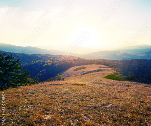 mountain plateau landscape at the sunset © Yuriy Kulik
