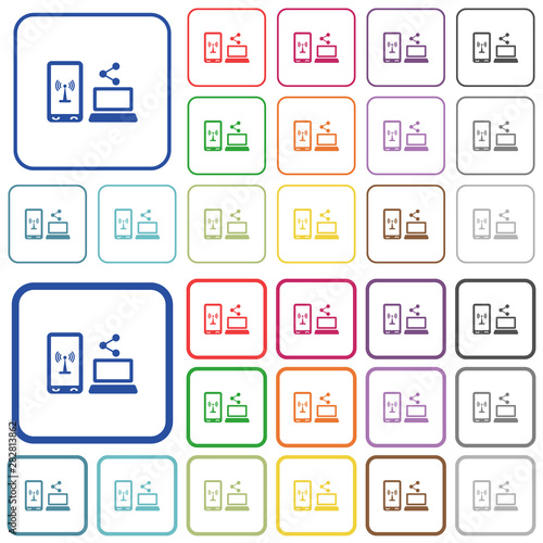 Share mobile internet outlined flat color icons