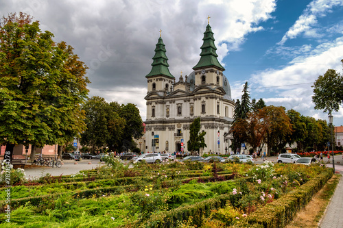 Dominican church, cathedral of Immaculate conception of Holy Mother of God in Ternopil, Ukraine. August 2019