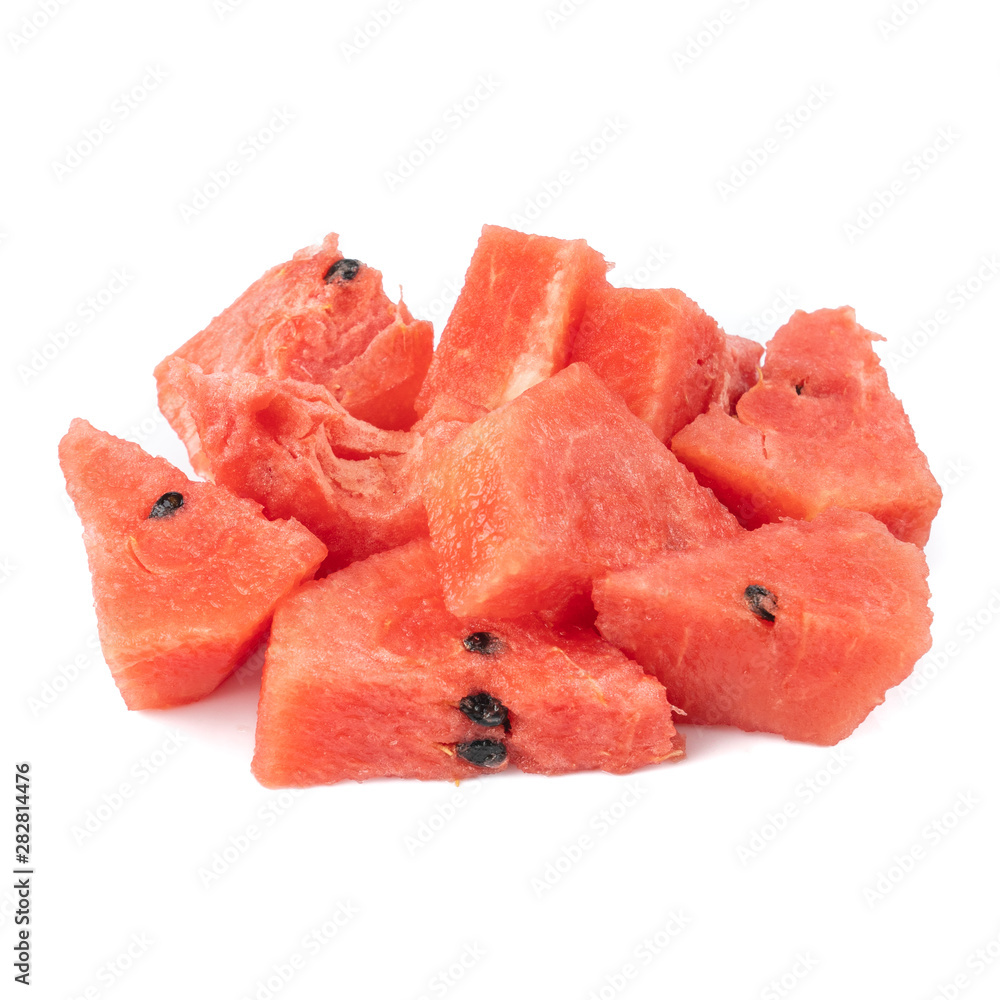 Sliced of watermelon (Citrullus lanatus) isolated on white background.concept of fresh fruit in the tropical. Sliced of watermelon (Citrullus lanatus) isolated on white background.concept of fresh fruit in the tropical.