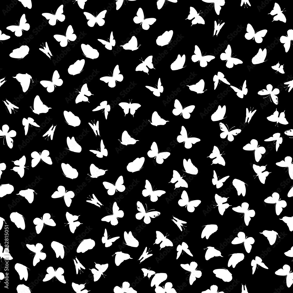 A lot of flying butterflies. Abstract butterflies seamless pattern. Vector illustration A lot of flying butterflies. Abstract butterflies seamless pattern. Vector illustration