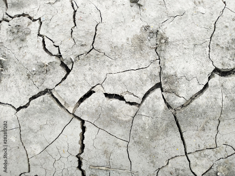Obraz premium Cracked dry ground. Background, top view.
