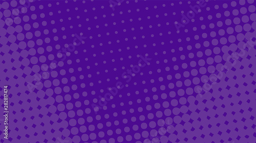 Purple modern pop art background with halftone dots design