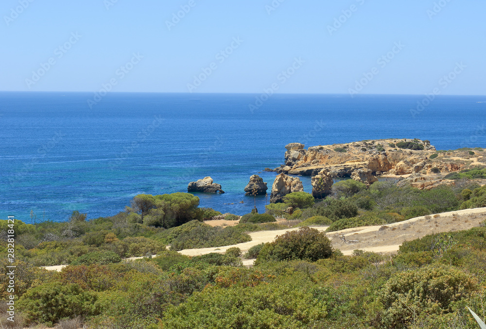 A view of the Caminho Da Baleeira Nature reserve and Praia De Arrifes