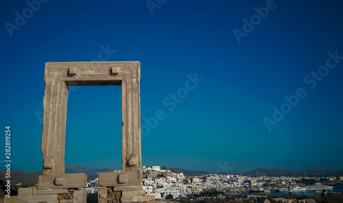 The ancient mycenean archaeological temple site in Naxos