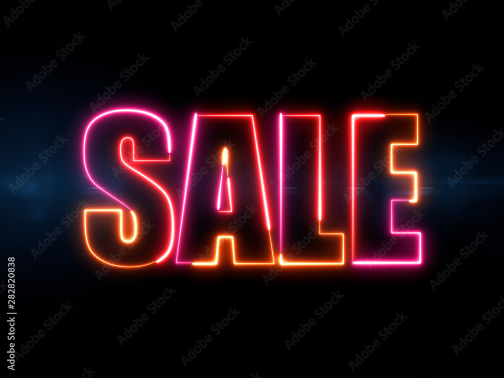 Sale - colorful glowing outline text on blue lens flare dark background Sale - colorful glowing outline text on blue lens flare dark background
