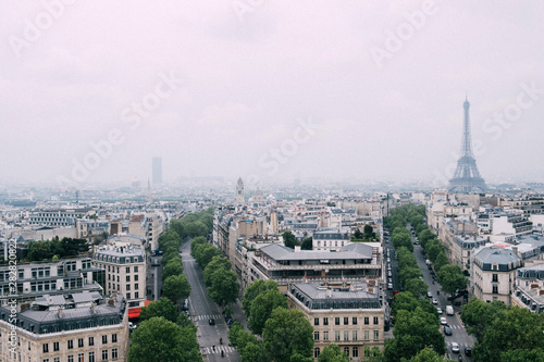 Paris view from the Arc de Triomphe, cloudy day © Iryna