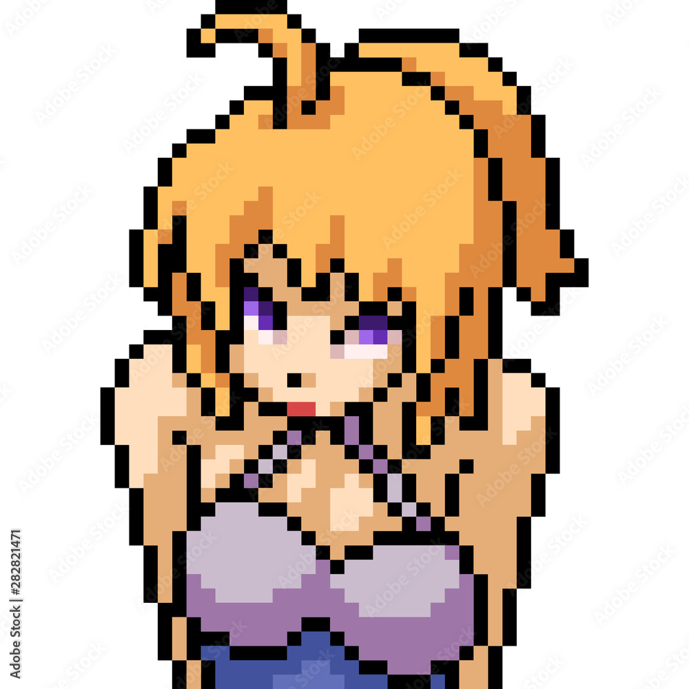 vector pixel art anime girl vector pixel art anime girl