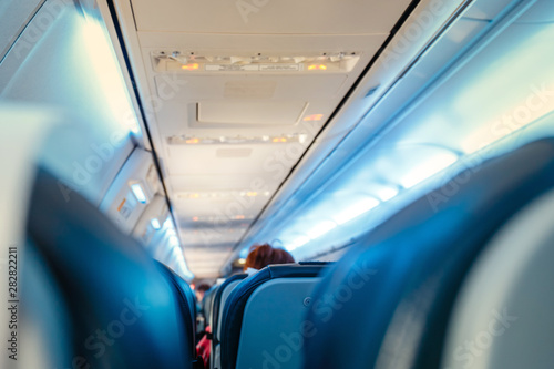 interior of the passenger airplane, shallow DOF