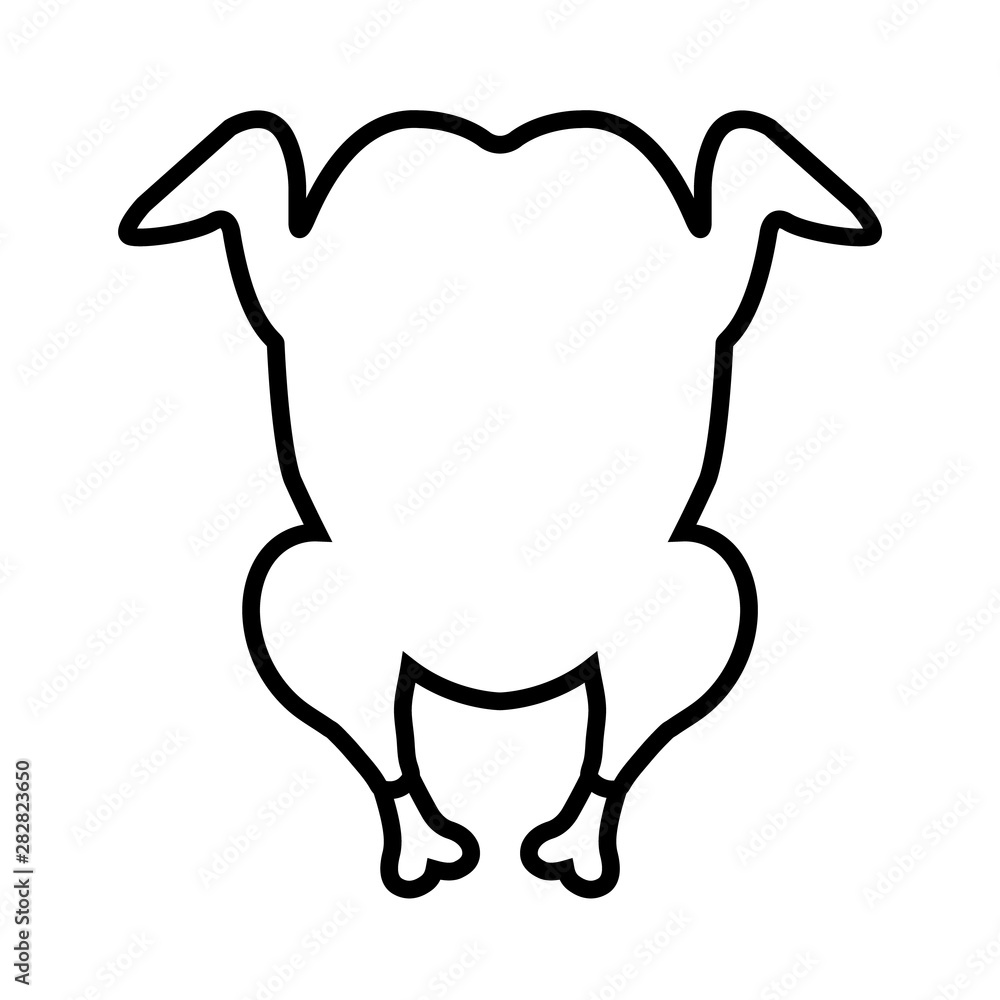 Roasted chicken outline icon logo isolated on white background