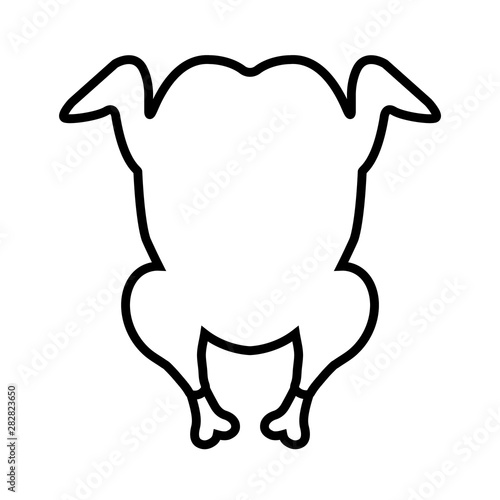 Roasted chicken outline icon logo isolated on white background