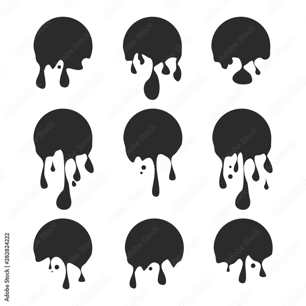 Paint drip stickers or circle labels icon template black color editable. liquid drops symbol vector sign isolated on white background. Simple logo vector illustration for graphic and web design. Paint drip stickers or circle labels icon template black color editable. liquid drops symbol vector sign isolated on white background. Simple logo vector illustration for graphic and web design.