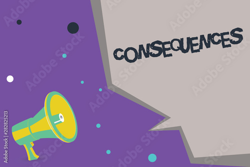 Text sign showing Consequences. Conceptual photo Effect result or outcome of something occurring earlier.