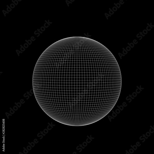 White wire frame sphere isolated on black © evannovostro