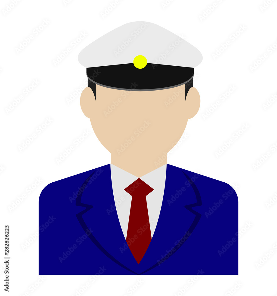 Young male worker avatar flat illustration (upper body) / driver, taxi driver