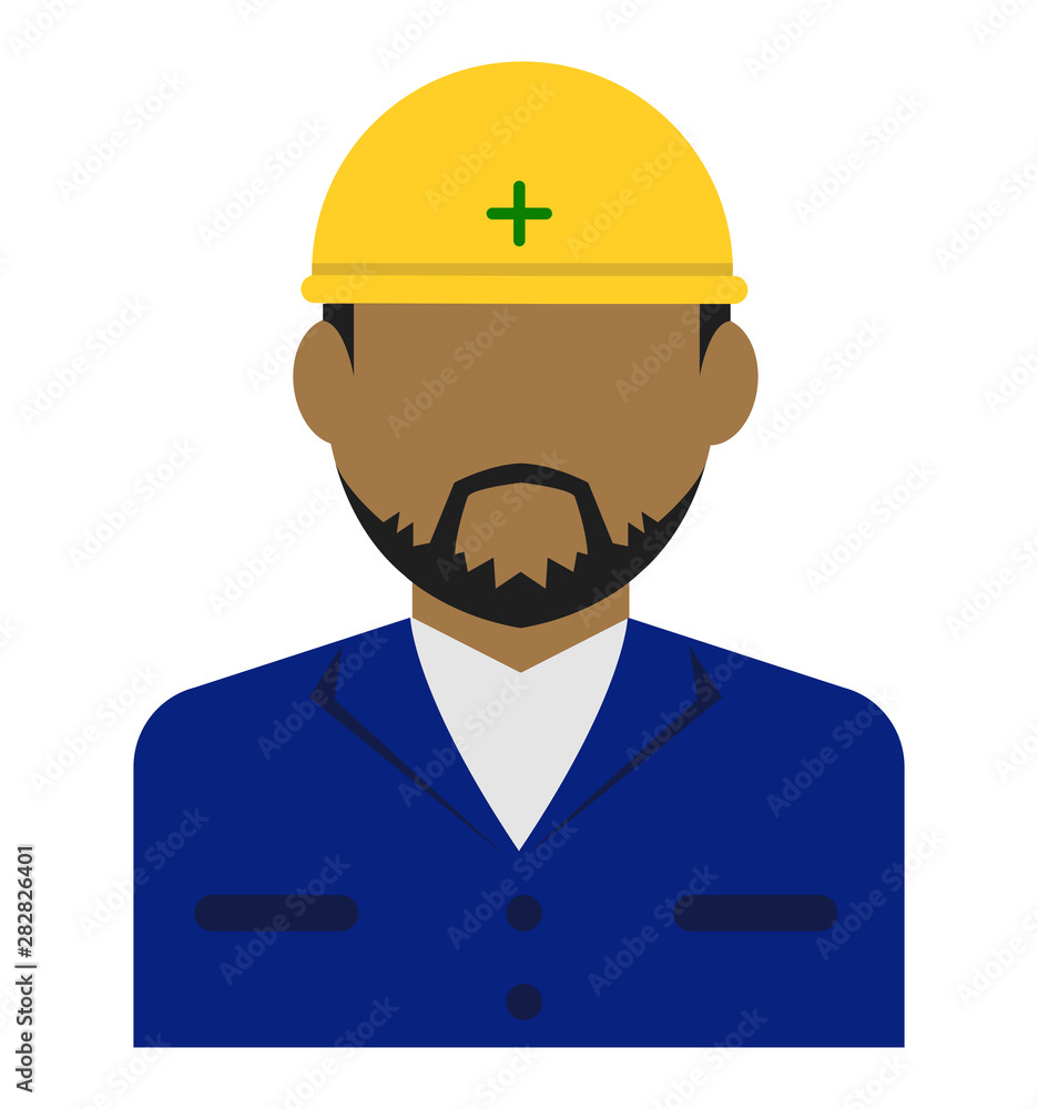 Young male worker avatar flat illustration (upper body) / blue collar worker, construction worker Young male worker avatar flat illustration (upper body) / blue collar worker, construction worker