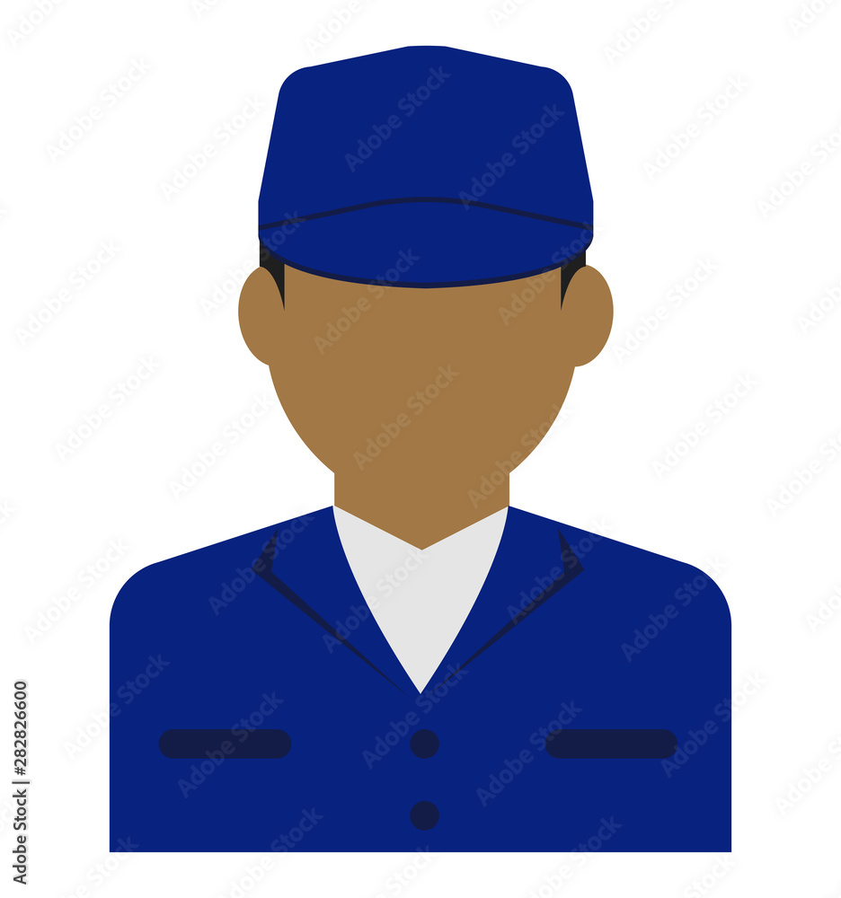 Young male worker avatar flat illustration (upper body) / blue collar worker, factory worker, janitor, service man