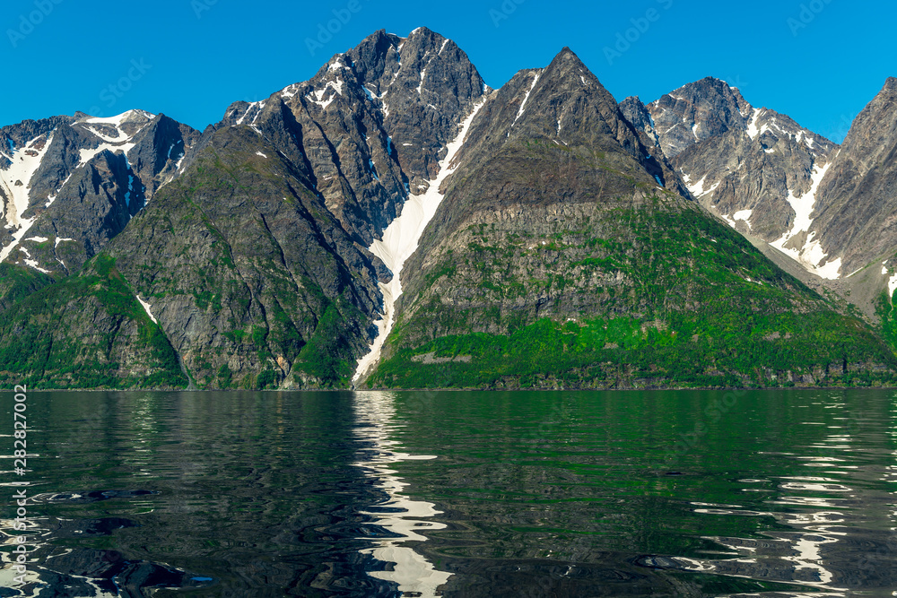 Rocks of the Sognefjord, the third longest fjord in the world and largest in Norway.