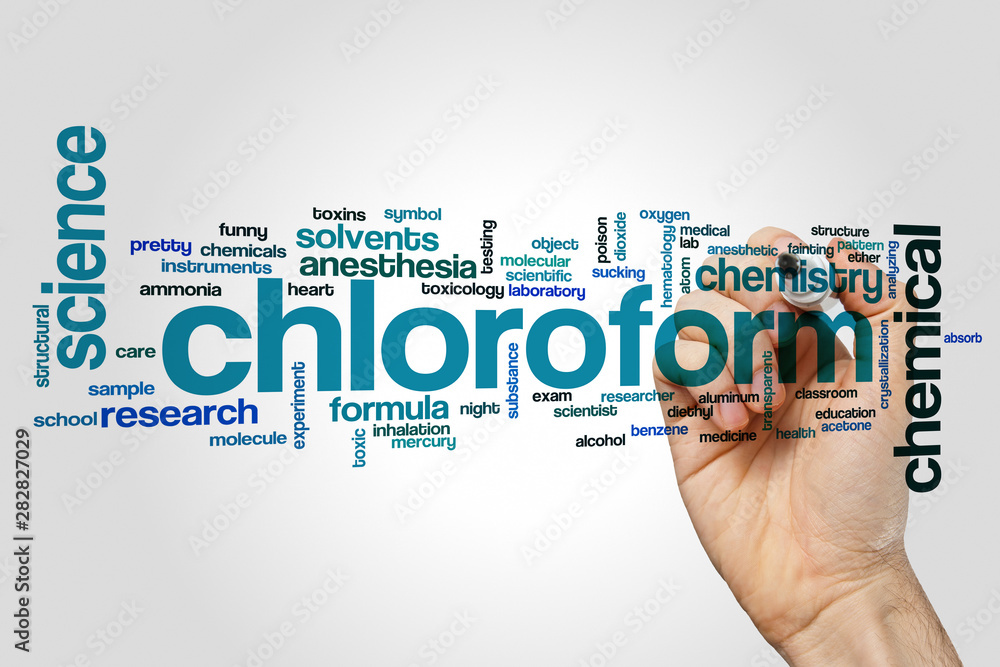 Chloroform word cloud concept on grey background Chloroform word cloud concept on grey background