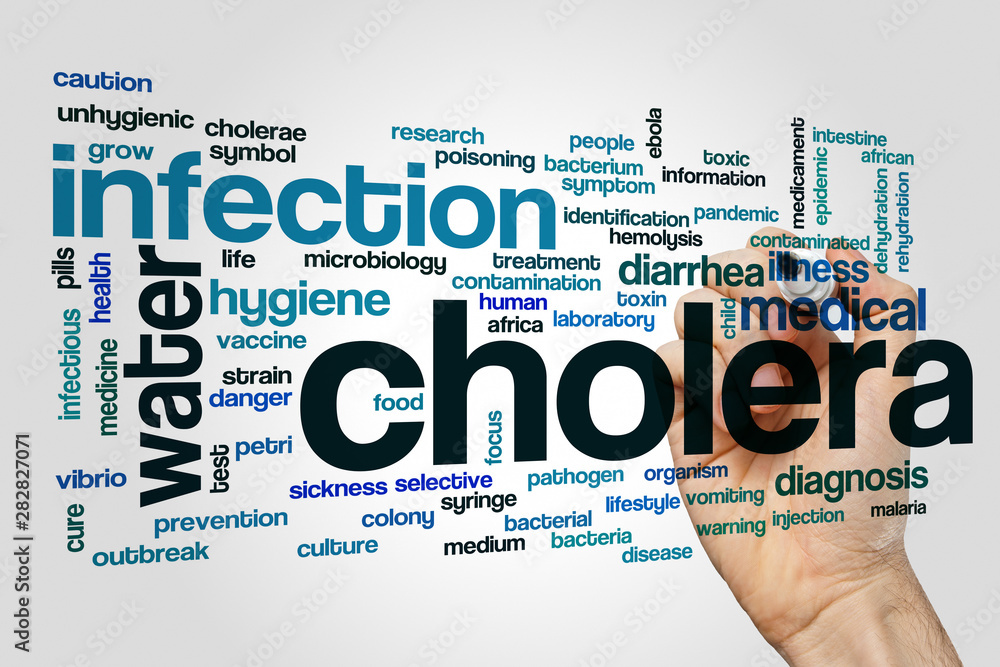 Εκτύπωση καμβά Cholera word cloud on grey background