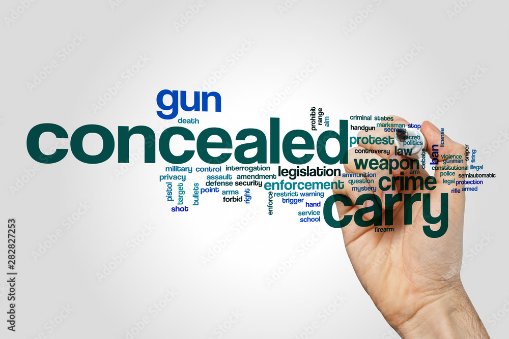Concealed carry word cloud on grey background Concealed carry word cloud on grey background
