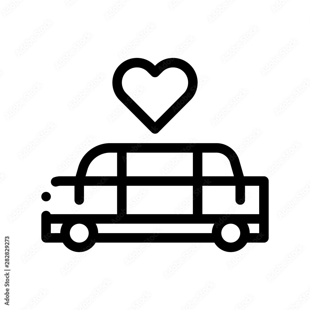Car Limousine For Wedding Ceremony Vector Icon Thin Line. Limousine For Transportation Married Linear Pictogram. Party Preparation And Marriage Template Monochrome Contour Concept Illustration Car Limousine For Wedding Ceremony Vector Icon Thin Line. Limousine For Transportation Married Linear Pictogram. Party Preparation And Marriage Template Monochrome Contour Concept Illustration